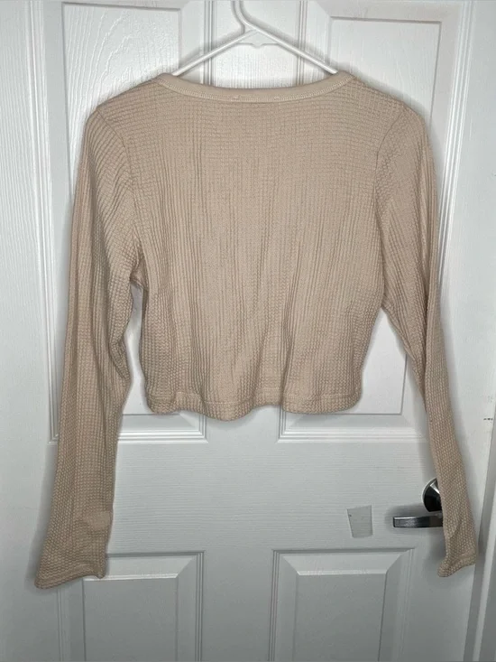 Madewell MWL Waffle Long-Sleeve Crop Tee in Harvest Moon M - Picture 3 of 10